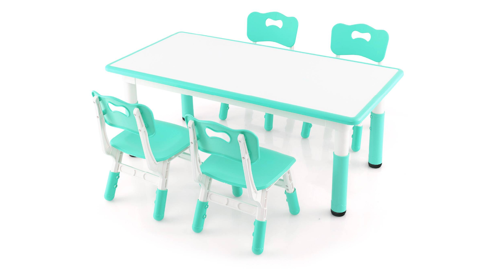 Costway Adjustable Height Table & Chairs Set - Green