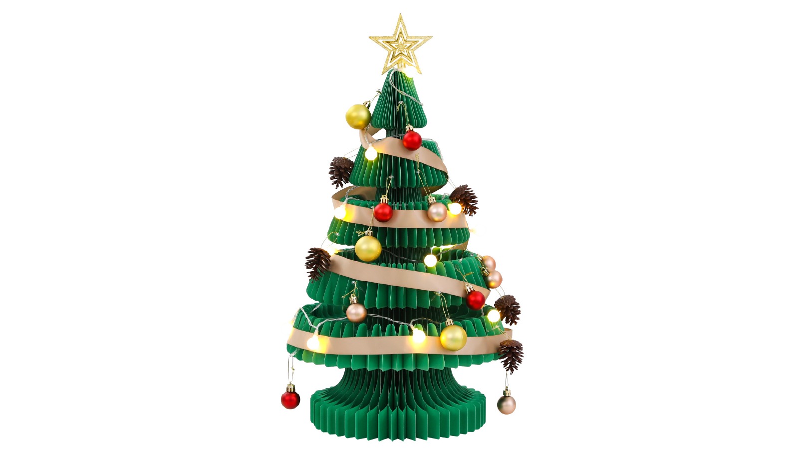 Jingle Jollys 62cm Paper Christmas Tree with Star Topper - Green