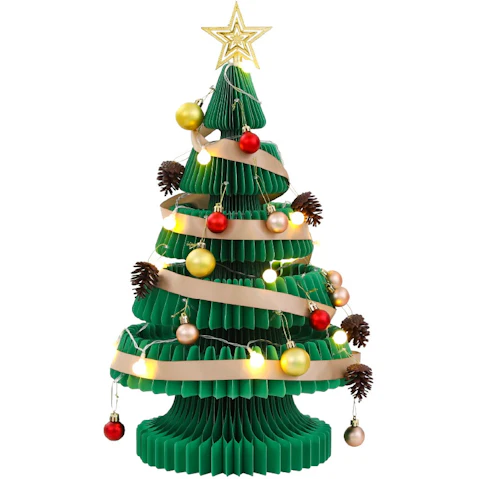 Jingle Jollys 62cm Paper Christmas Tree with Star Topper - Green