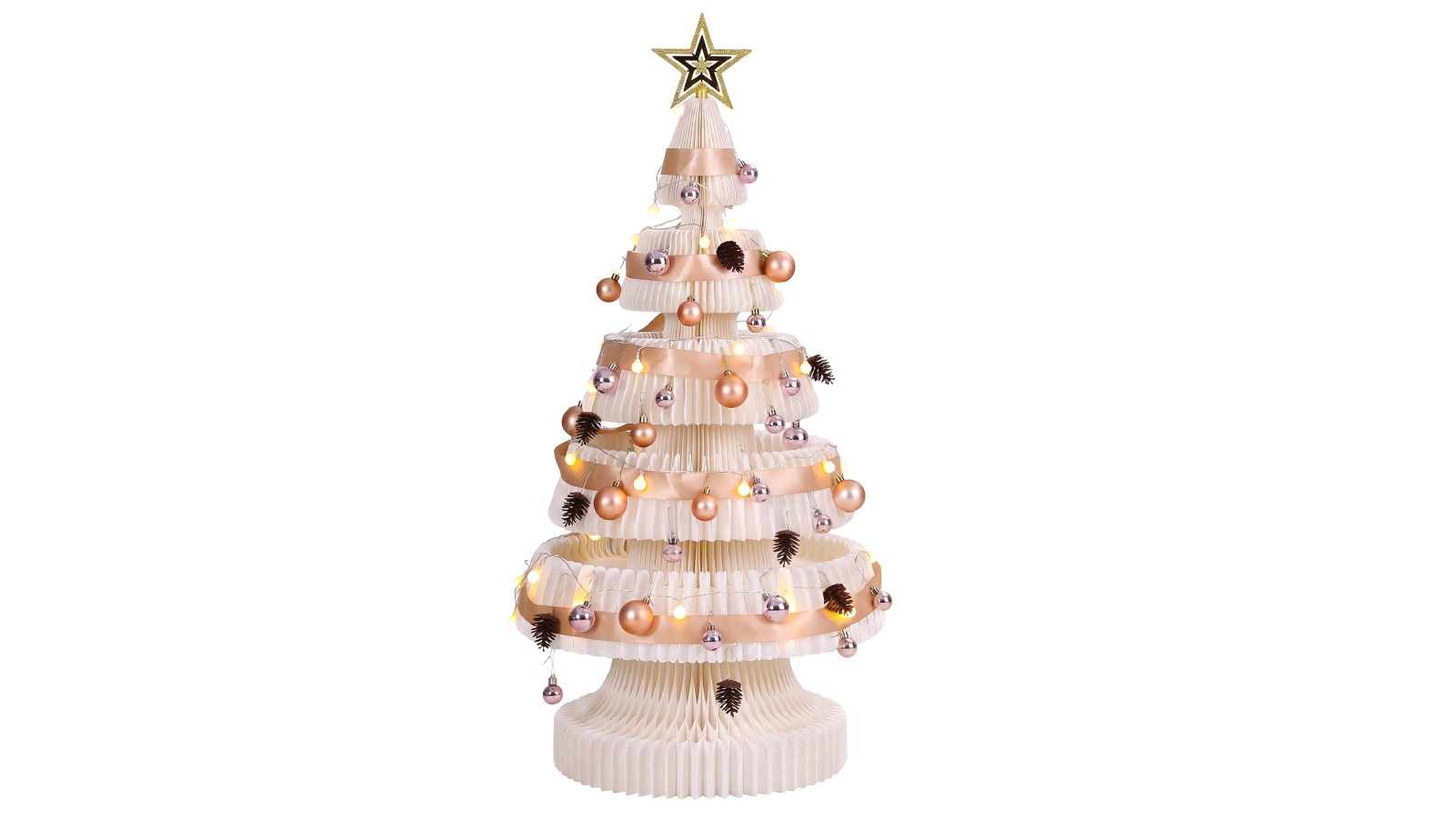 Jingle Jollys 114cm Paper Christmas Tree with Star Topper - White