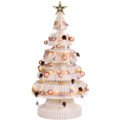 Jingle Jollys 114cm Paper Christmas Tree with Star Topper - White