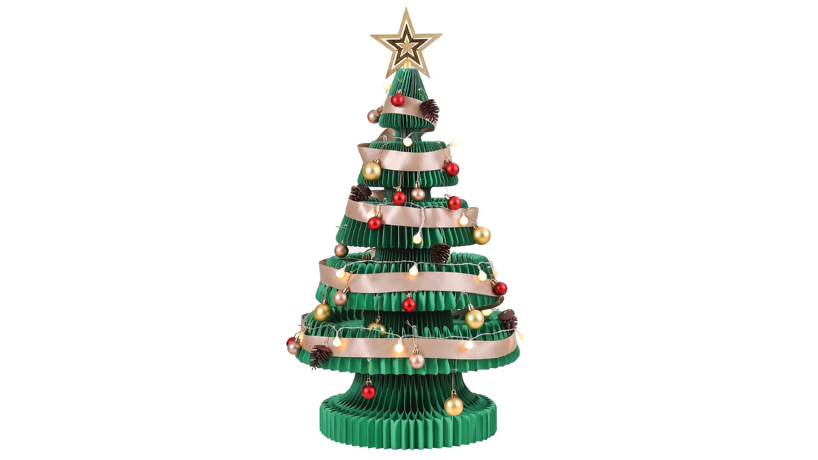 Jingle Jollys 87cm Paper Christmas Tree with Star Topper - Green