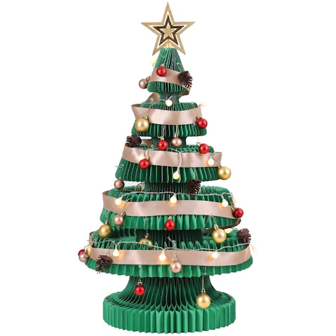 Jingle Jollys 87cm Paper Christmas Tree with Star Topper - Green