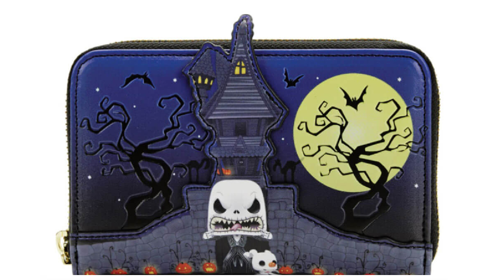 Latestbuy TNBC Jack Skellington House Pop Glow Zip Purse