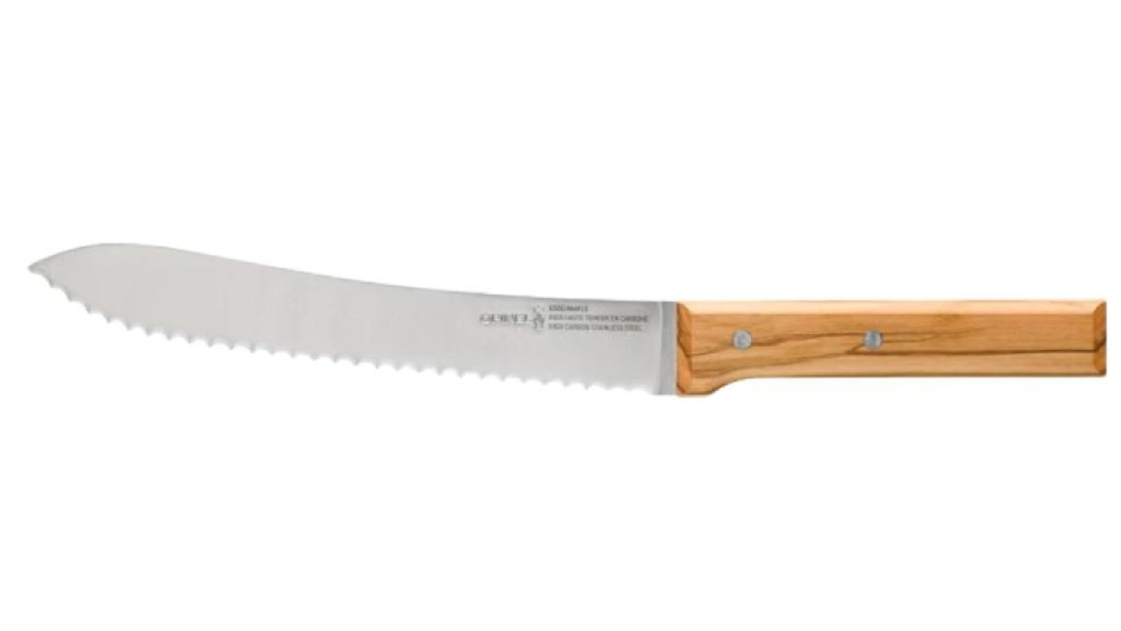 Opinel 21cm Parallele No116 S/S Bread Knife - Olive