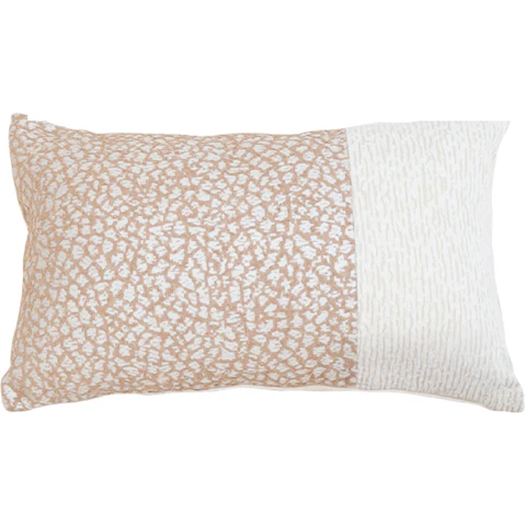Soga 35cm Rectangular Contemporary Beige Two Tone Block Design Throw Pillow