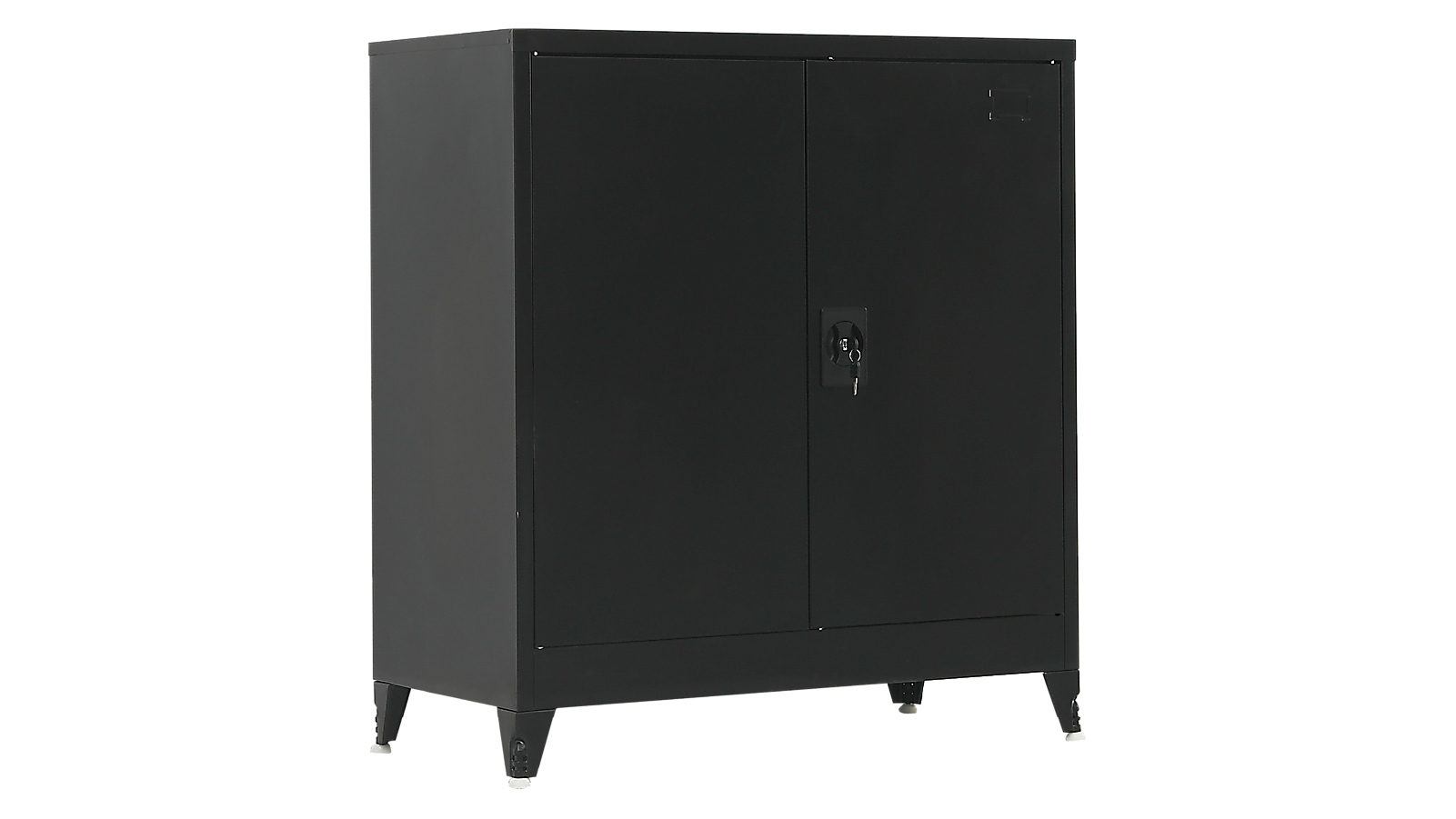 Randy and Travis Machinery Two Door Metal Short Cabinet Shelf with legs Storage for Home Office Gym - Black