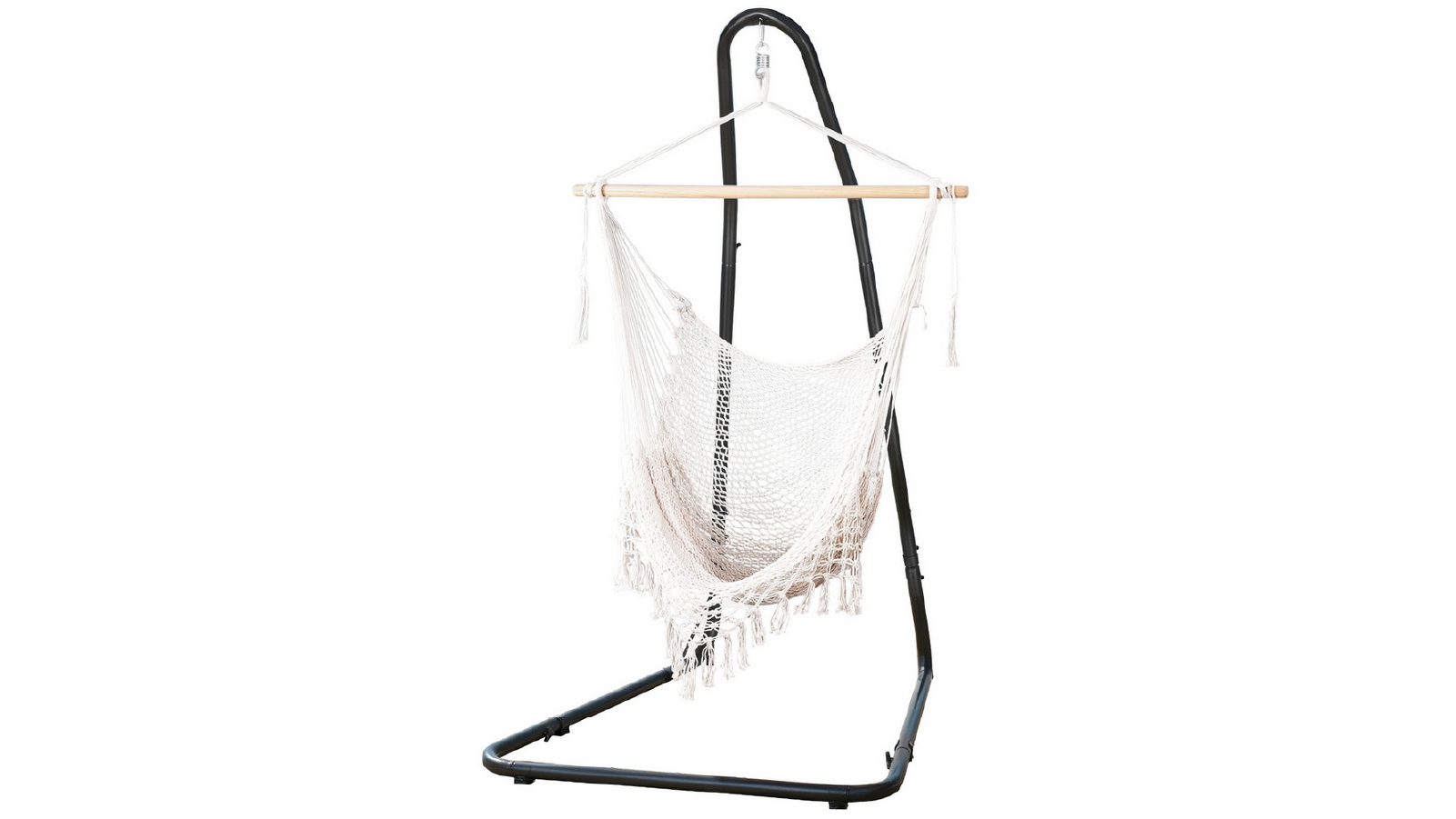 Gardeon Hammock Hanging Mesh Chair with Steel Stand - Cream
