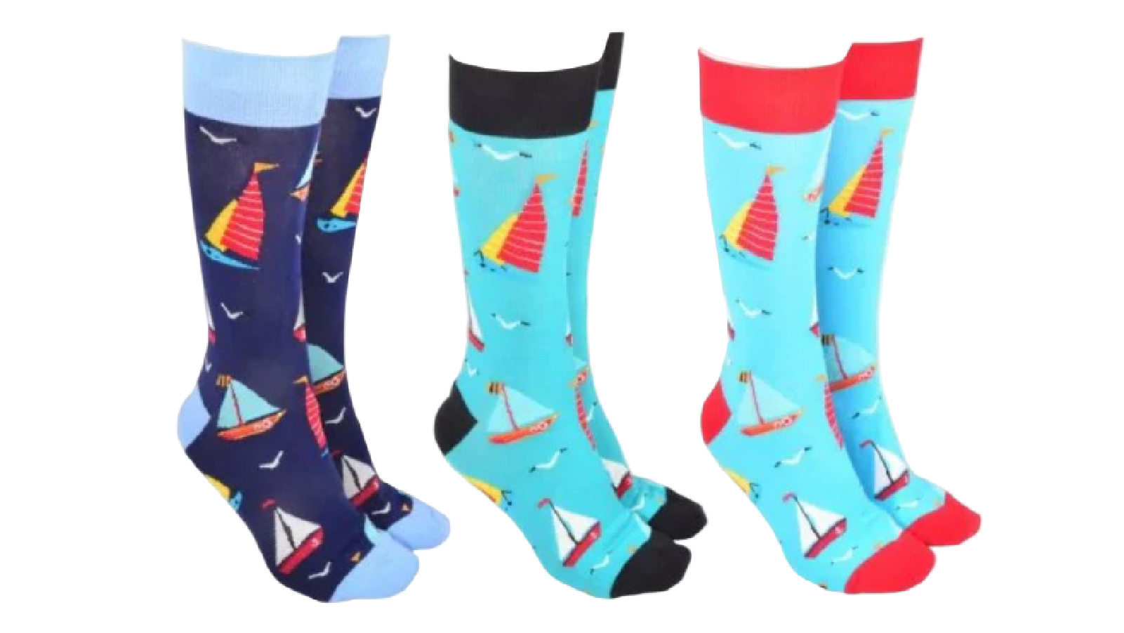 Sock Society 3 Pair of Sail Boats Socks