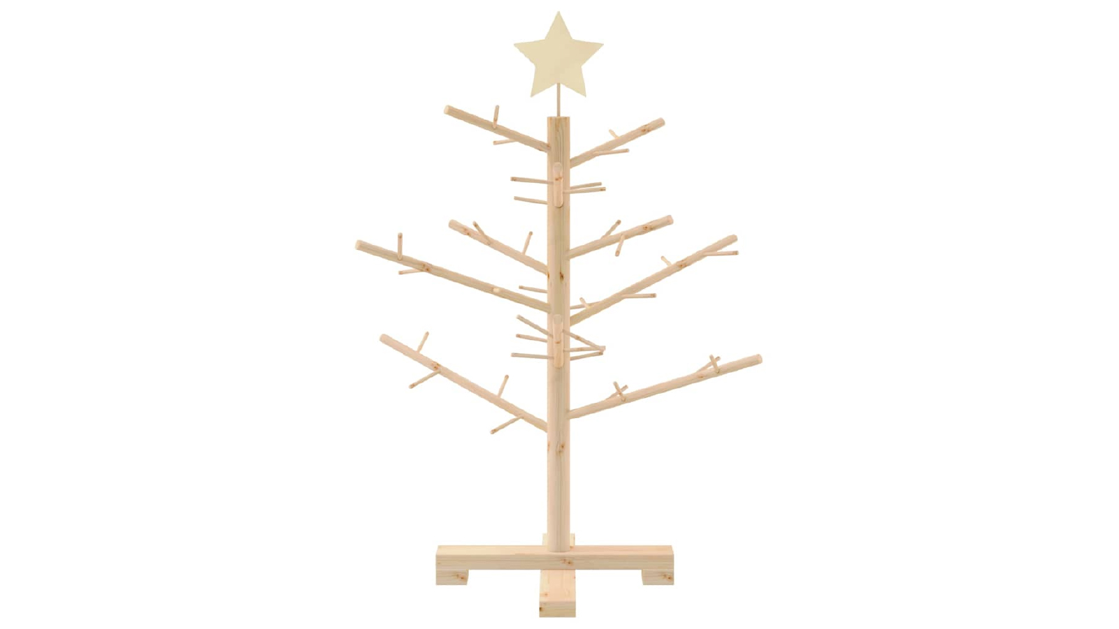 VidaXL Natural Solid Pine Wood Wooden Christmas Tree with Stand - 75 cm 