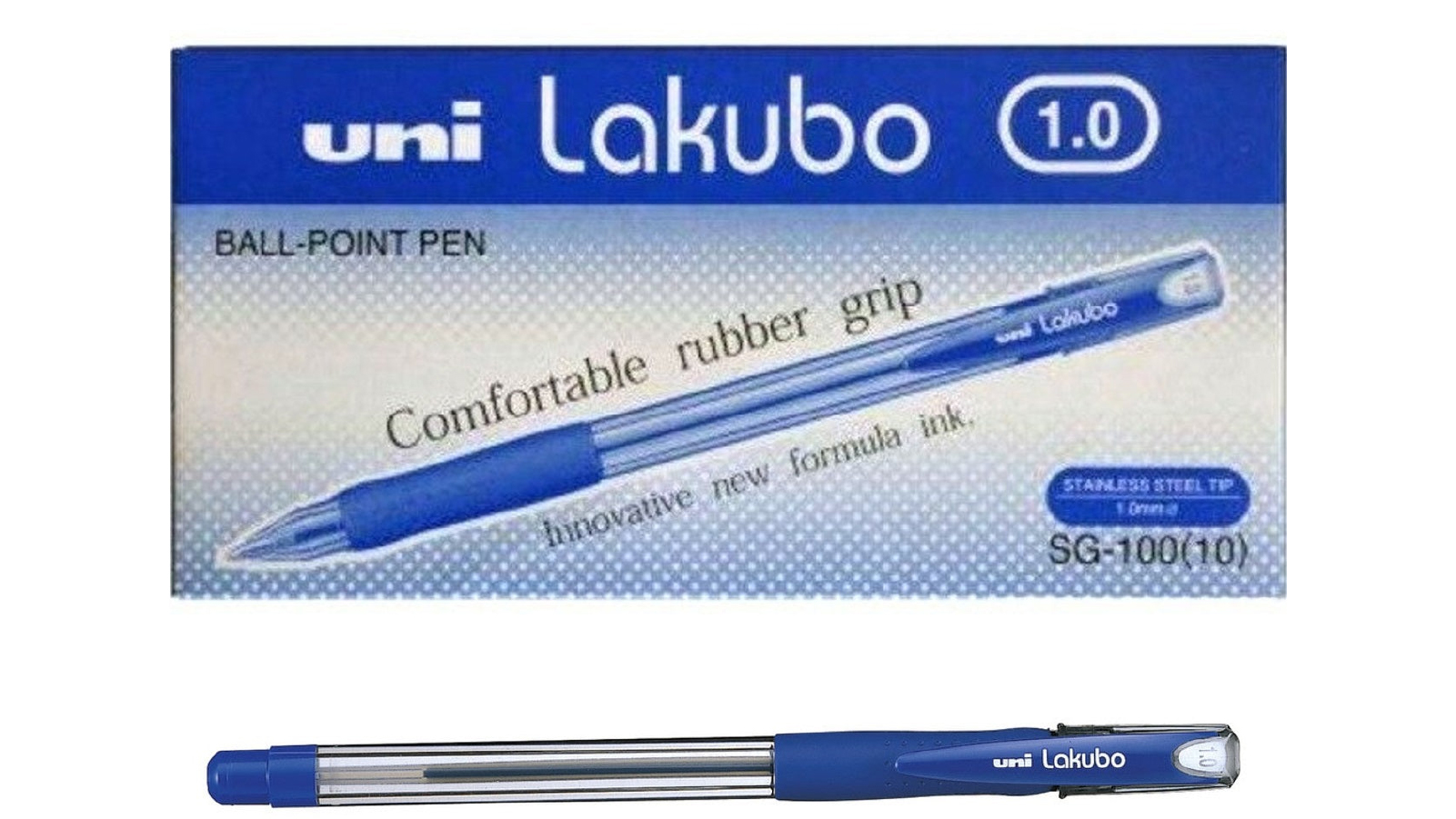 Uni-Ball Box of 12 Medium 1.0mm Lakubo SG-100 Ballpoint Pen - Blue 