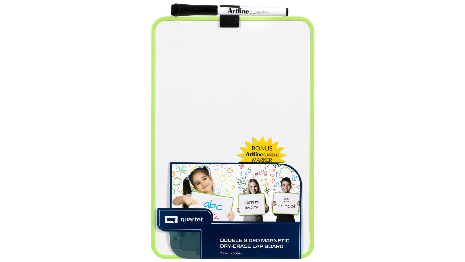 Quartet 2 Sided 20 x 30cm Lap Board Whiteboard with Artline Supreme Marker