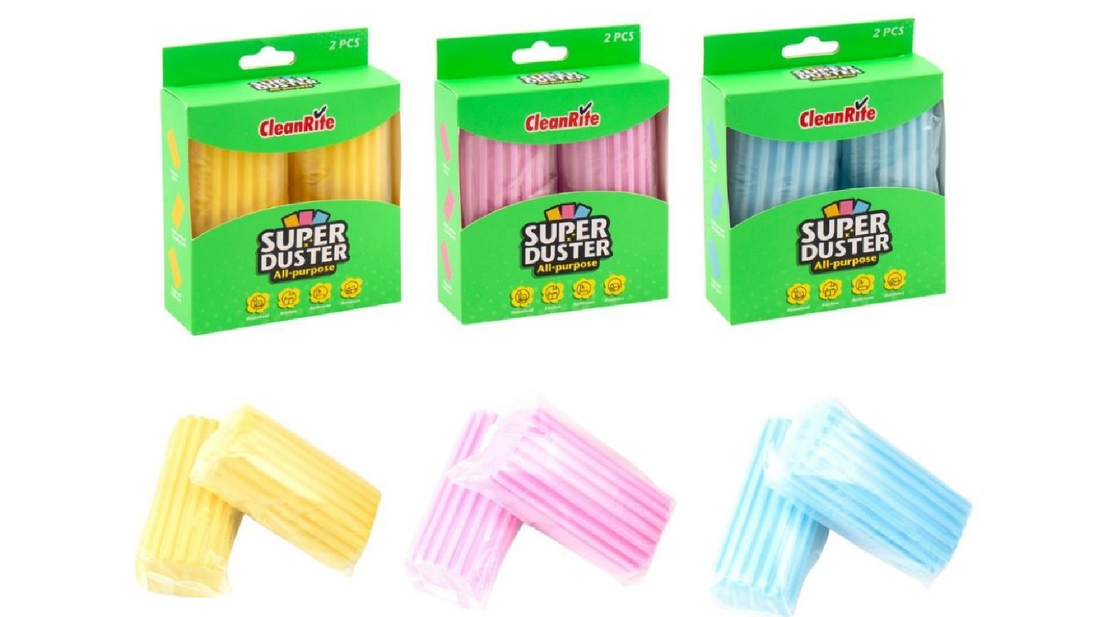 Cleanrite 3 Pack of 2 x 11.5 x 5.5 x 4.3cm Scrubby Duster