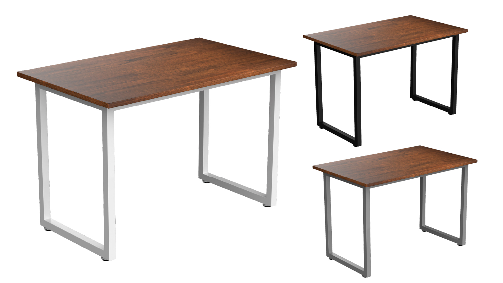 Desky Walnut Rubberwood Fixed Office Side Table 