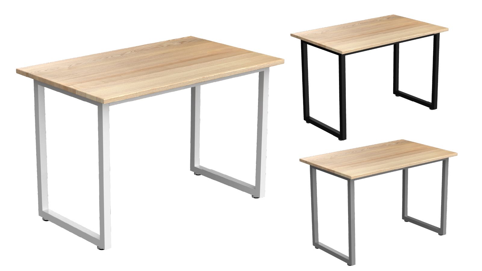 Desky White Ash Fixed Office Side Table