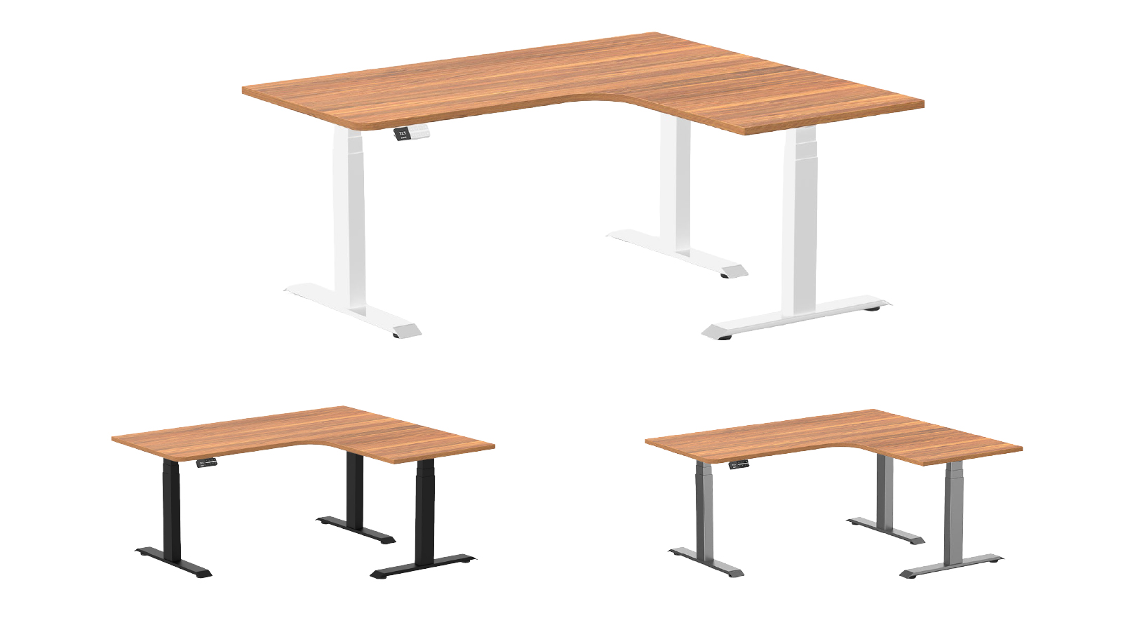 Desky 160 x 140cm Prime Oak L Shape Melamine Sit Stand Desk