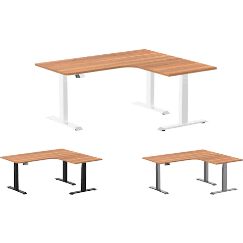 Desky 160 x 140cm Prime Oak L Shape Melamine Sit Stand Desk