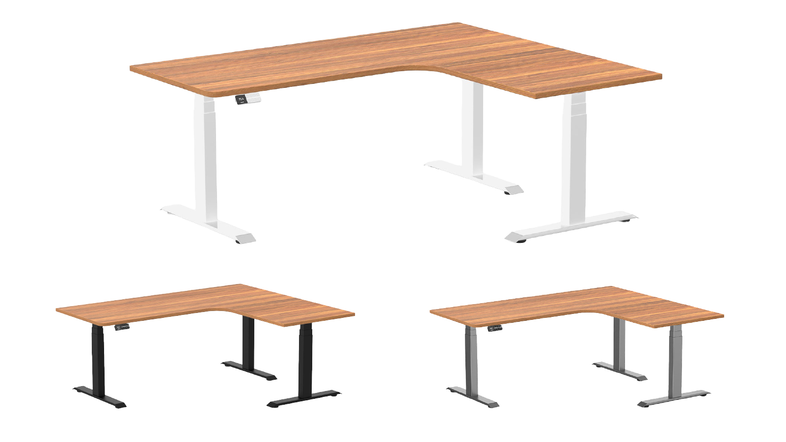 Desky 180 x 150cm Prime Oak L Shape Melamine Sit Stand Desk
