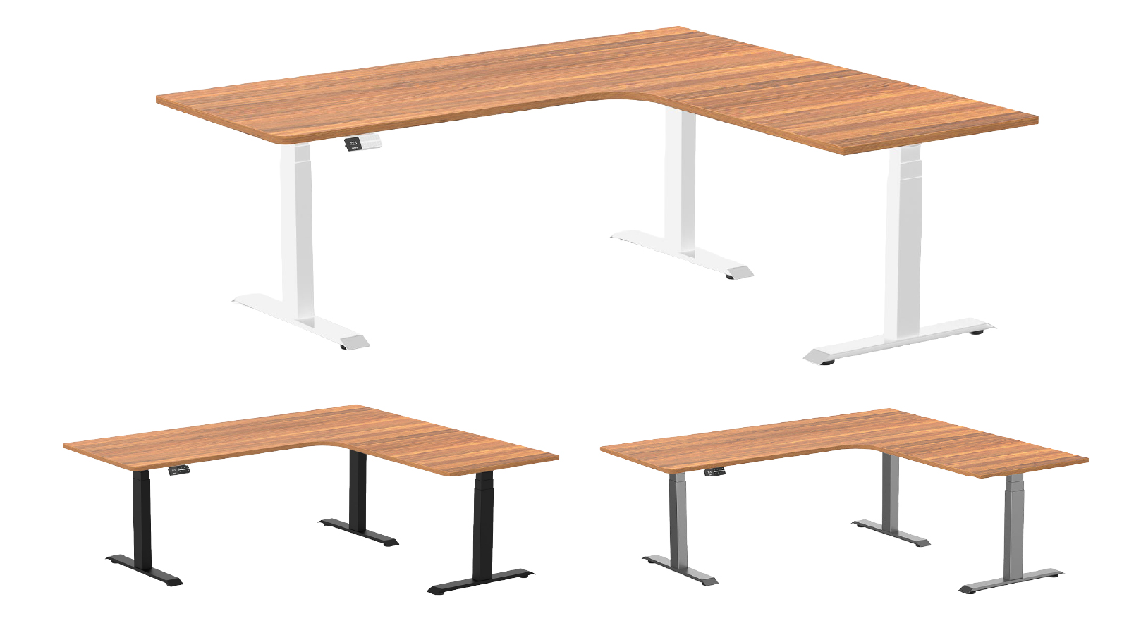Desky 200 x 180cm Prime Oak L Shape Melamine Sit Stand Desk