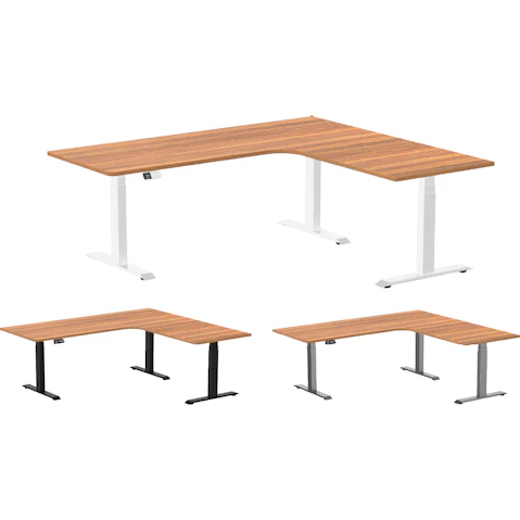 Desky 200 x 180cm Prime Oak L Shape Melamine Sit Stand Desk