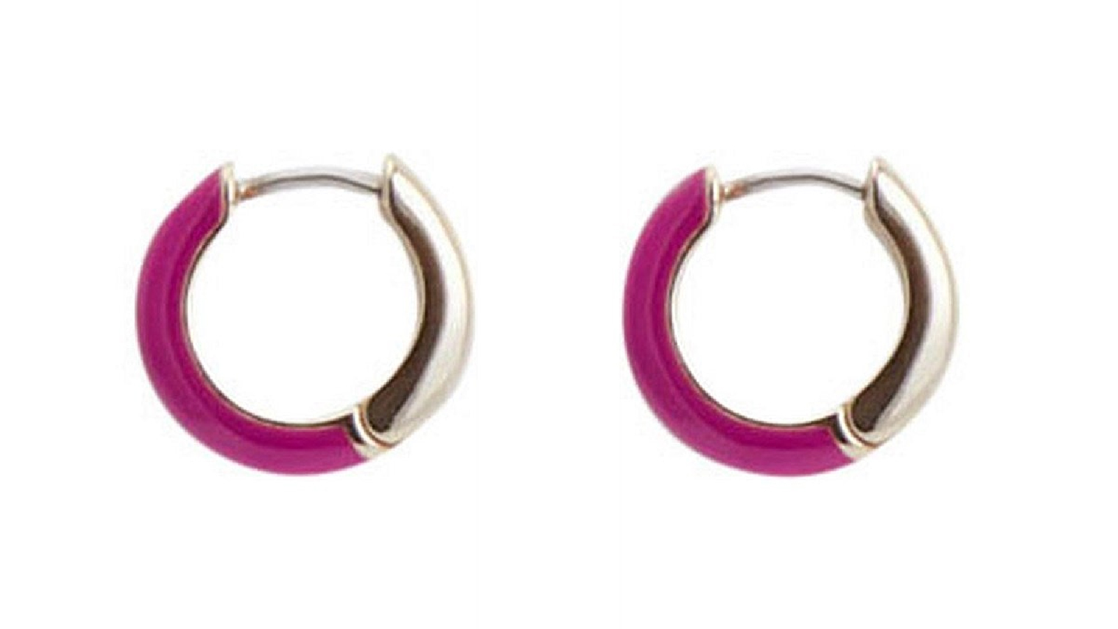 Witchery Enamel Crystal Huggie Hoop Earrings in Gold