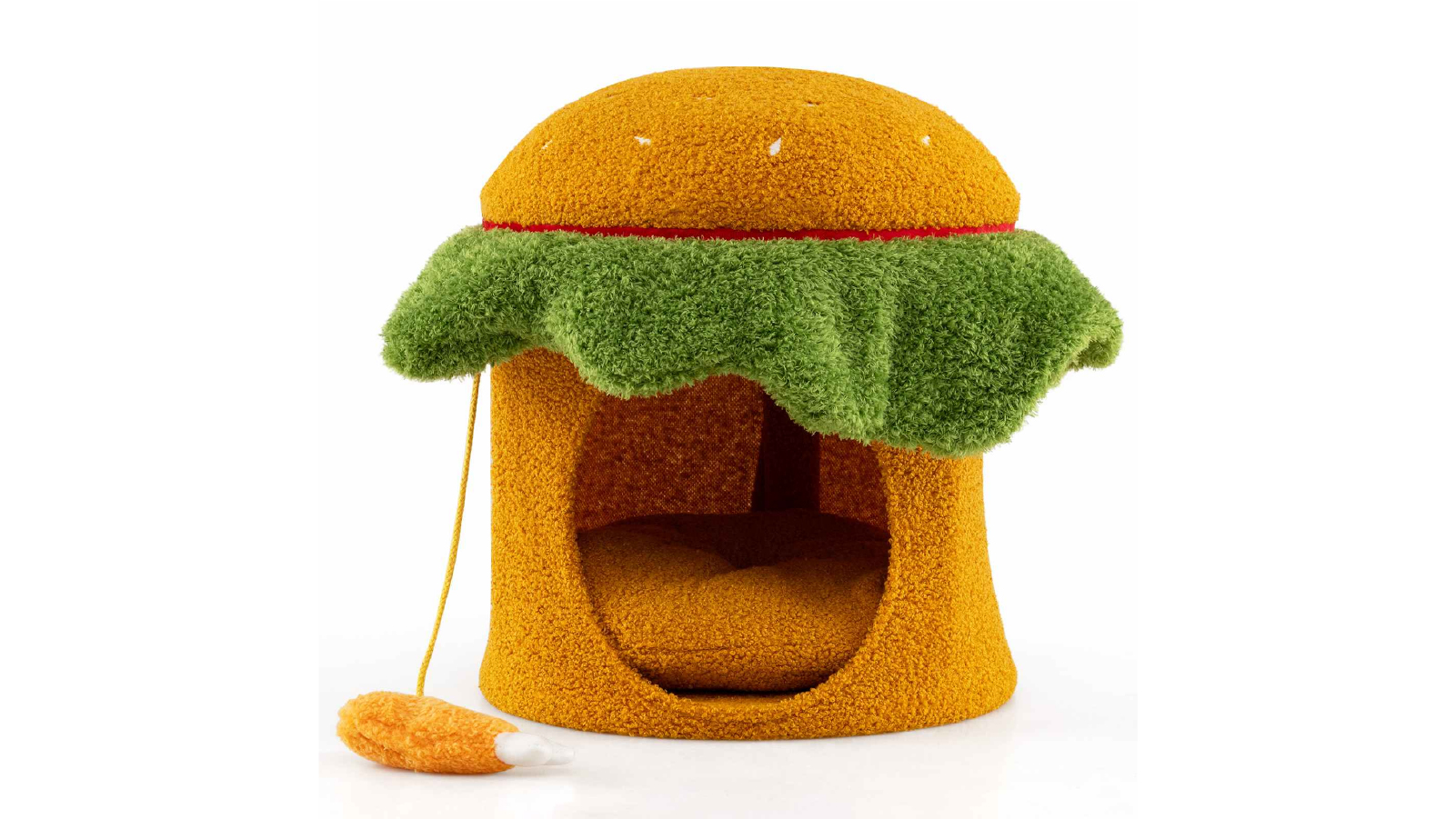 Costway Hamburger Shaped Cat Condo Pet  with Padded Top Perch - Orange