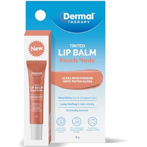 Dermal Therapy Peach Tinted Lip Balm For Dry And Chapped Lips - 8g