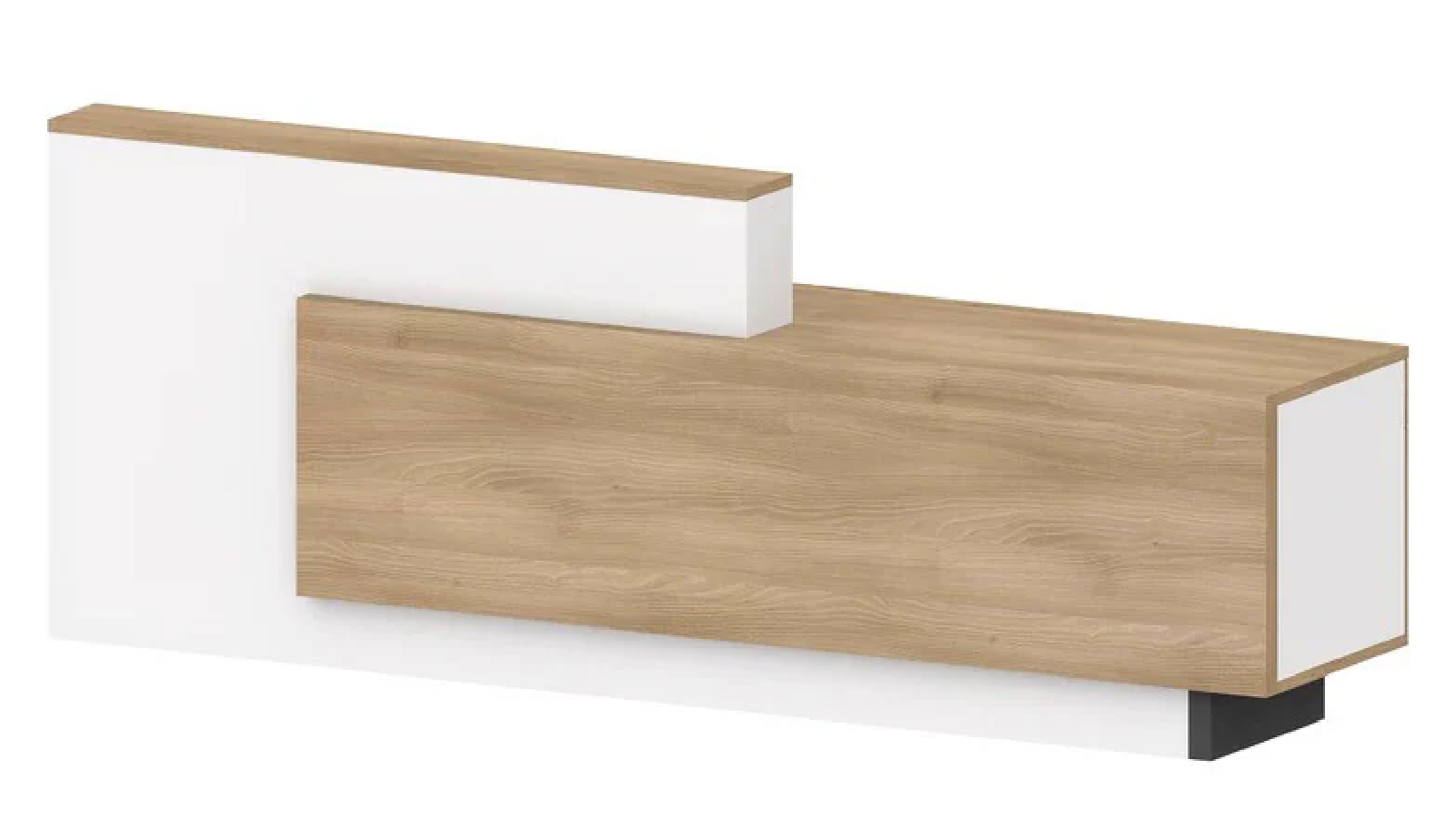 DreasyTech 2.4m Reception Desk Counter Desks with Right Panel - Oak & White