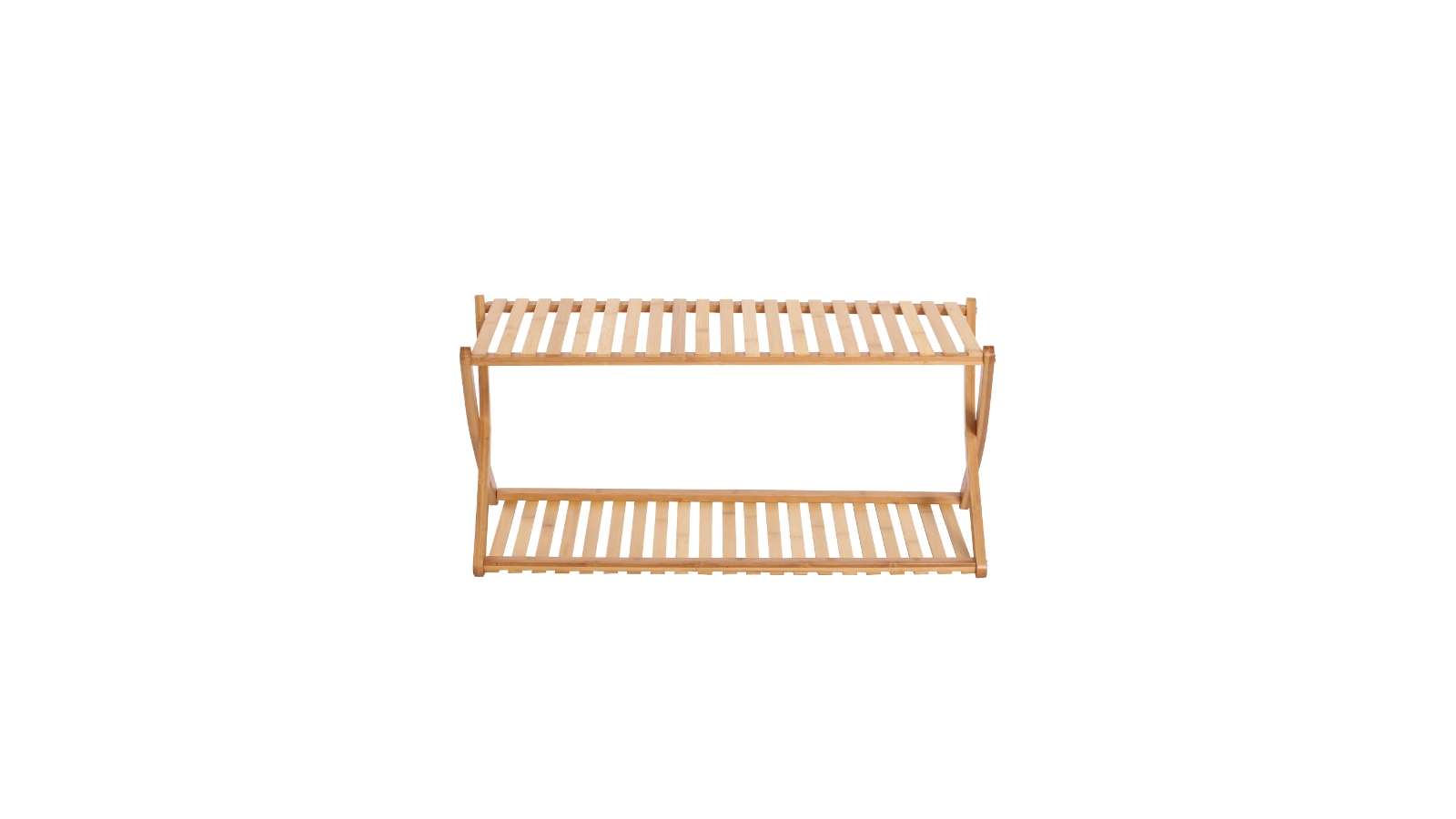 Sherwood Home 2-Tier Portable Natural Bamboo Shoe Rack Light Brown - 70x27.5x32cm