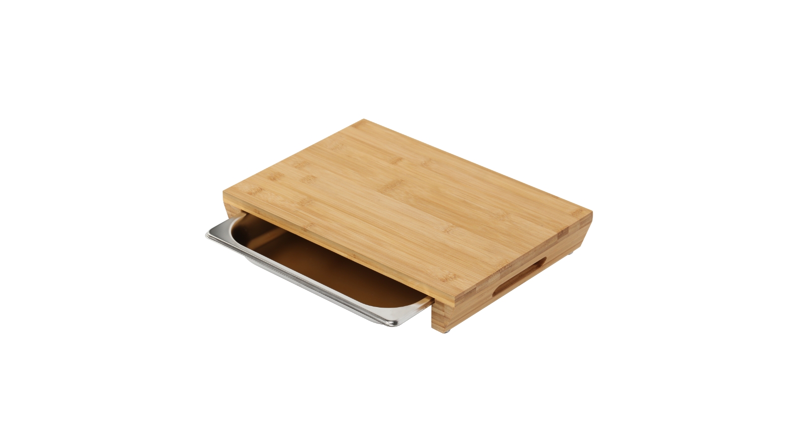 Gourmet Kitchen Bamboo Cutting Board With Stainless Steel Tray 39x27x6.5cm