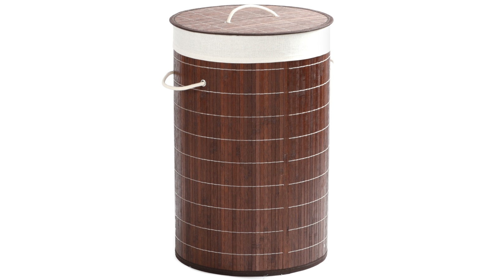 Sherwood Home 38x60cm Round Folding Bamboo Laundry Basket Hamper with Lid - Natural Bamboo
