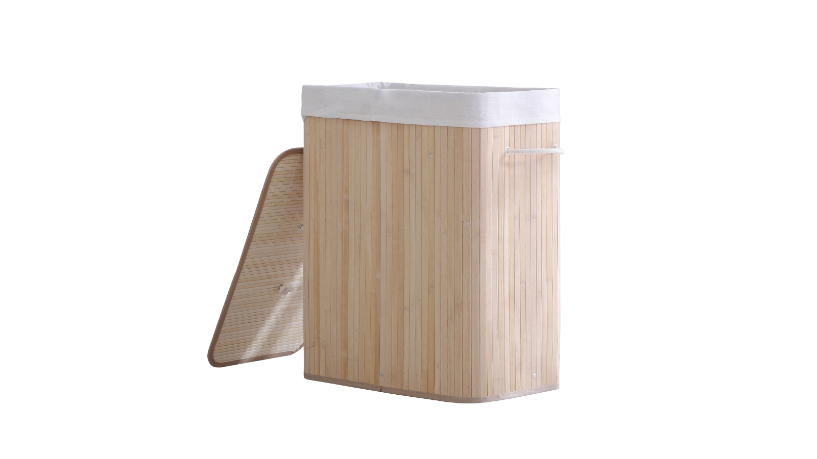 Sherwood Home Extra Large Rectangular 2 Sided Foldable Bamboo Laundry Hamper - Natural Brown