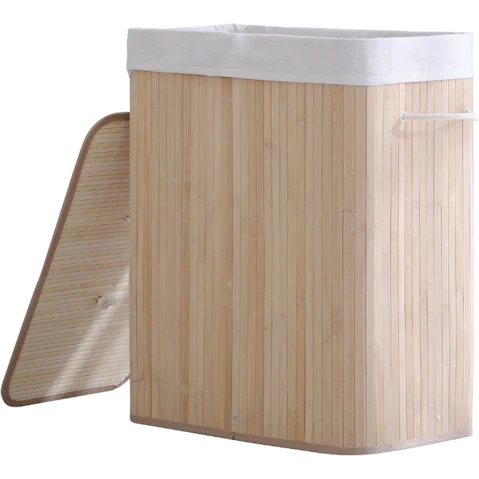Sherwood Home Extra Large Rectangular 2 Sided Foldable Bamboo Laundry Hamper - Natural Brown