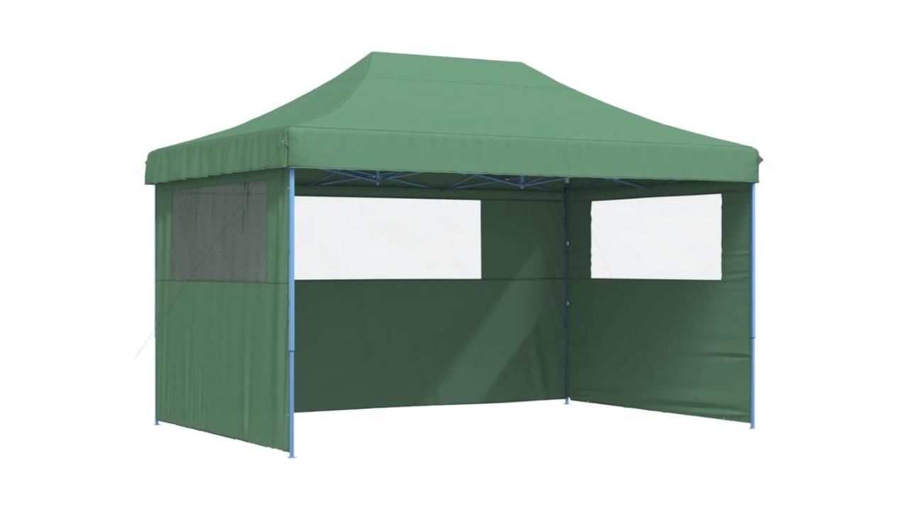 vidaXL Pop-Up Foldable Party Tent with 3 Sidewall - Green