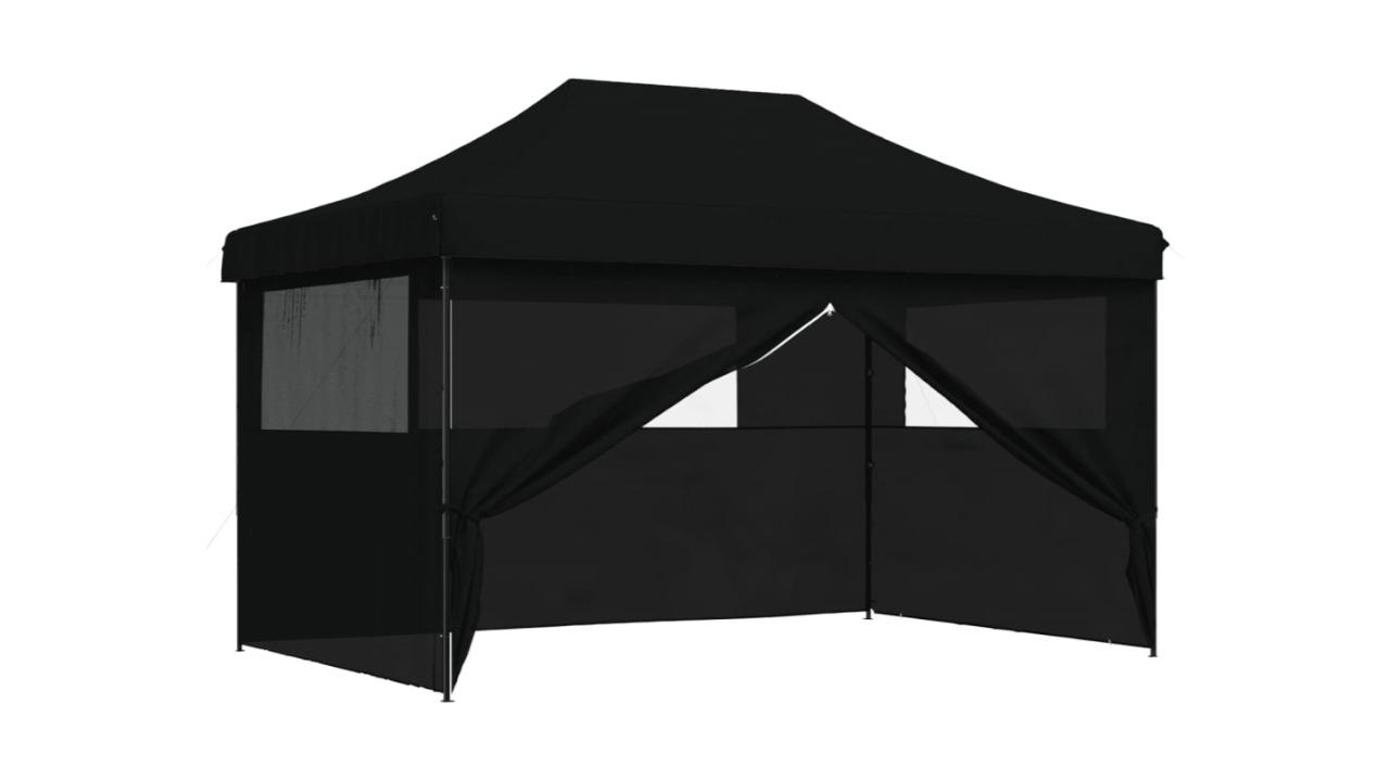 vidaXL Pop-Up Foldable Party Tent with 4 Sidewall - Black