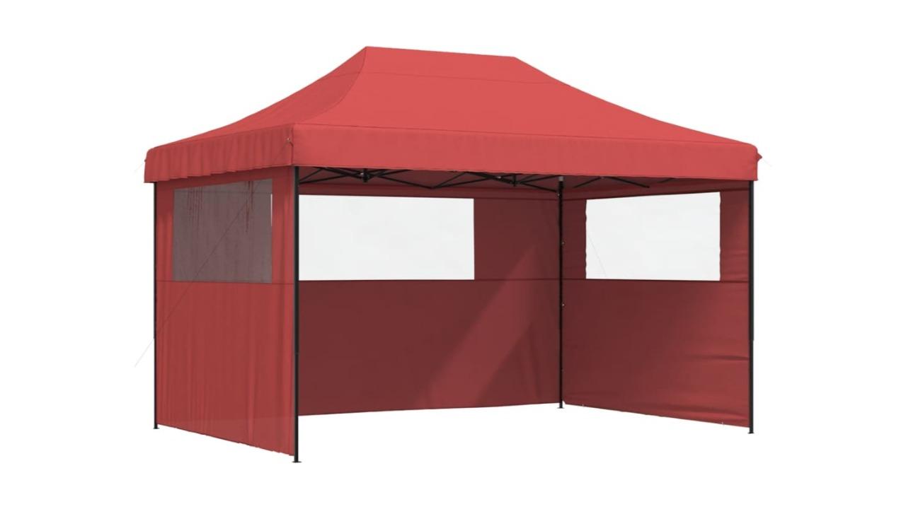 vidaXL Pop-Up Foldable Party Tent with 3 Sidewall - Burgundy