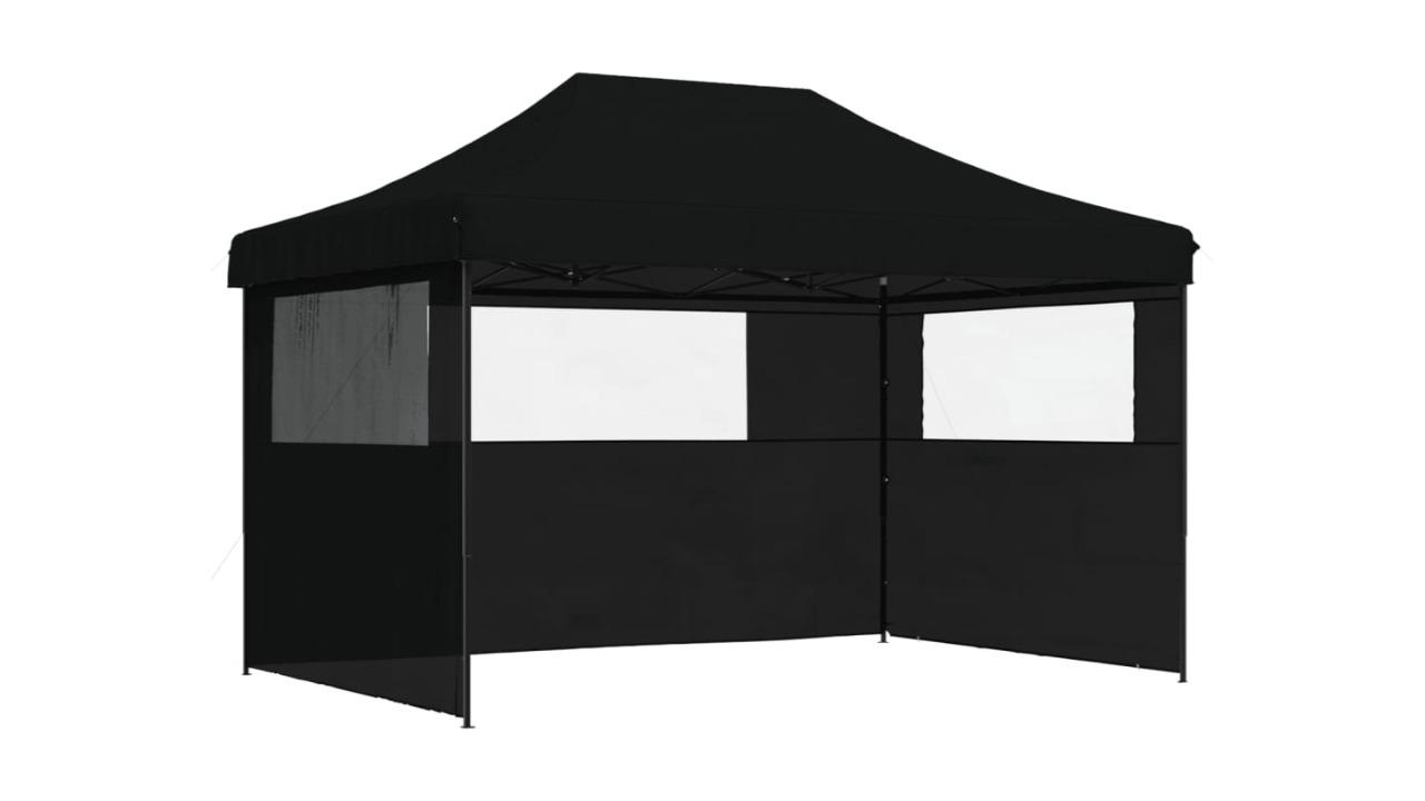vidaXL Pop-Up Foldable Party Tent with 3 Sidewall - Black