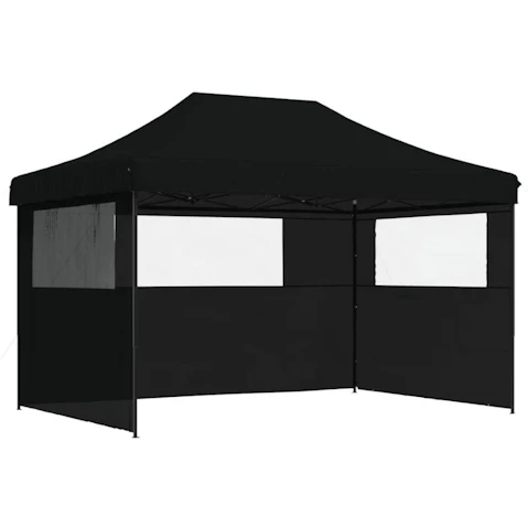 vidaXL Pop-Up Foldable Party Tent with 3 Sidewall - Black