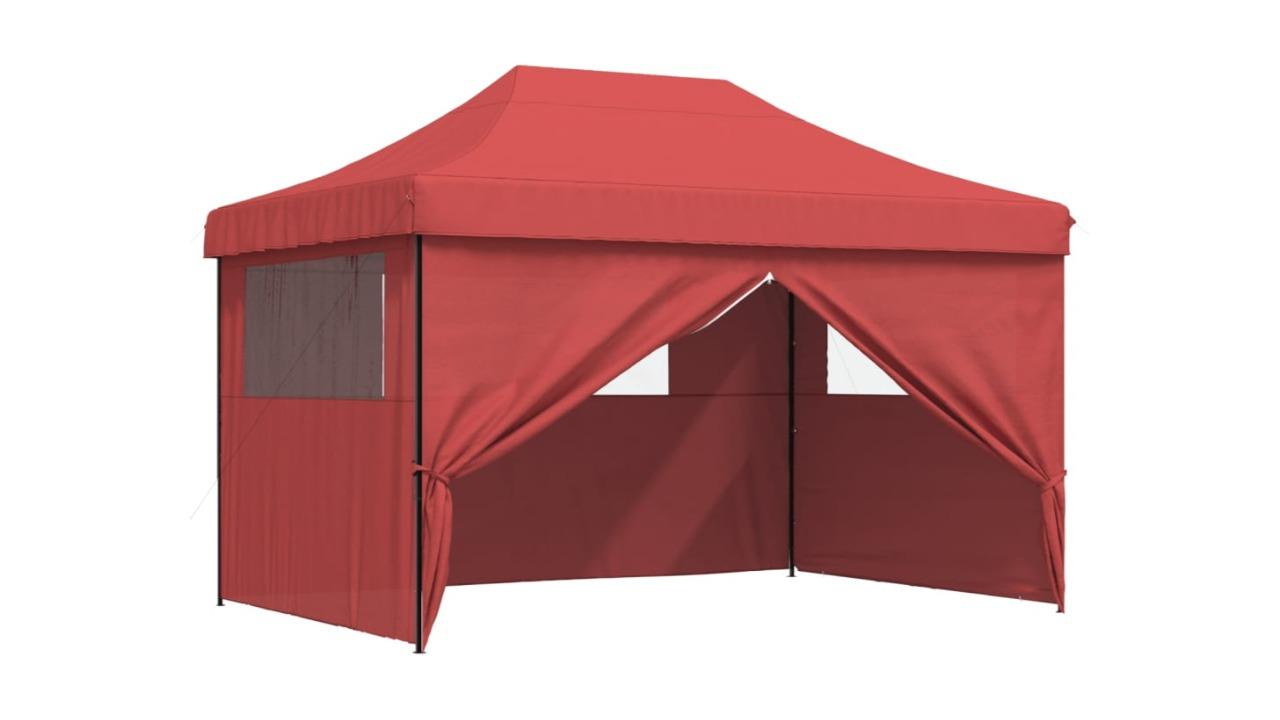 vidaXL Pop-Up Foldable Party Tent with 4 Sidewall - Burgundy 