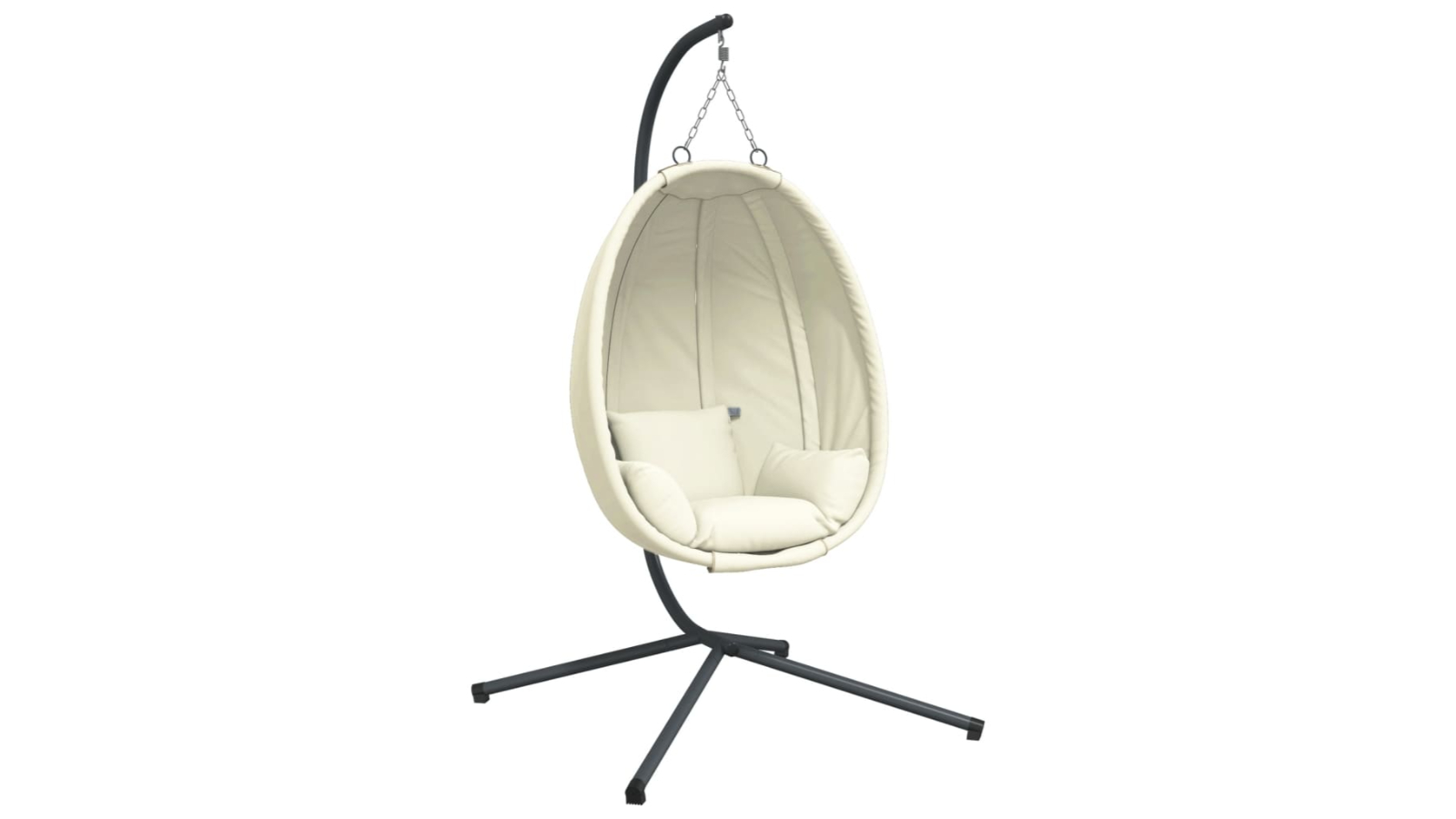 vidaXL Beige Fabric and Steel Hanging Egg Chair with Stand