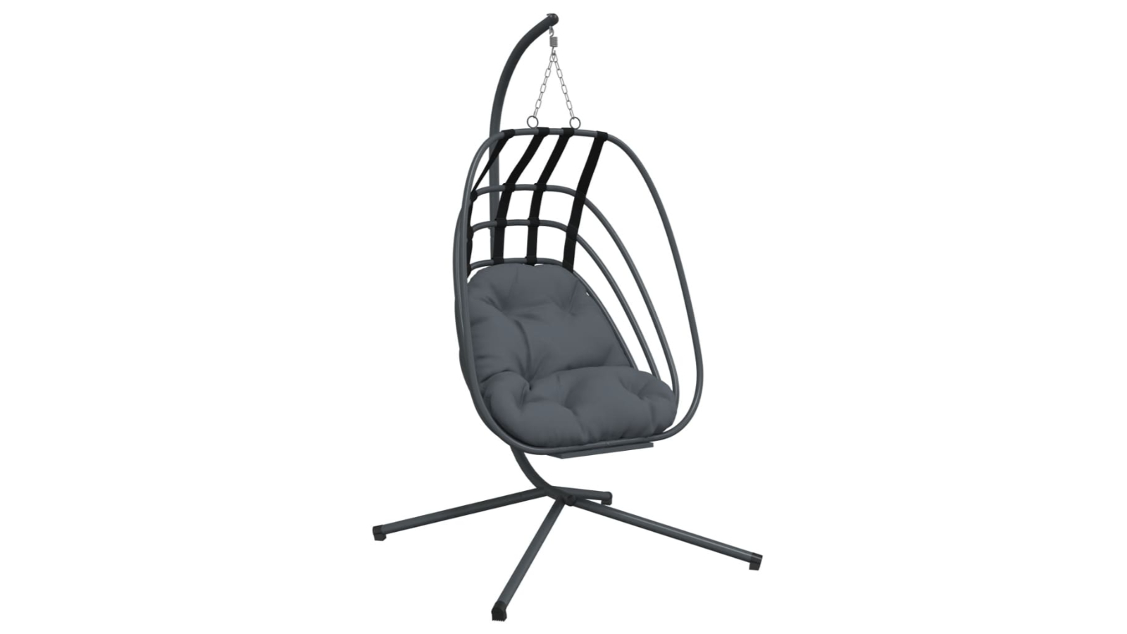 vidaXL Steel Hanging Egg Chair with Stand - Anthracite