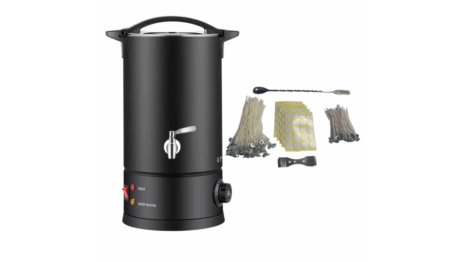 Orku 8L Candle Wax Heater with Tap and Accessory - Black