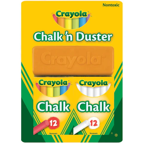 Crayola Chalkboard Duster White & Coloured Chalks Pack Set