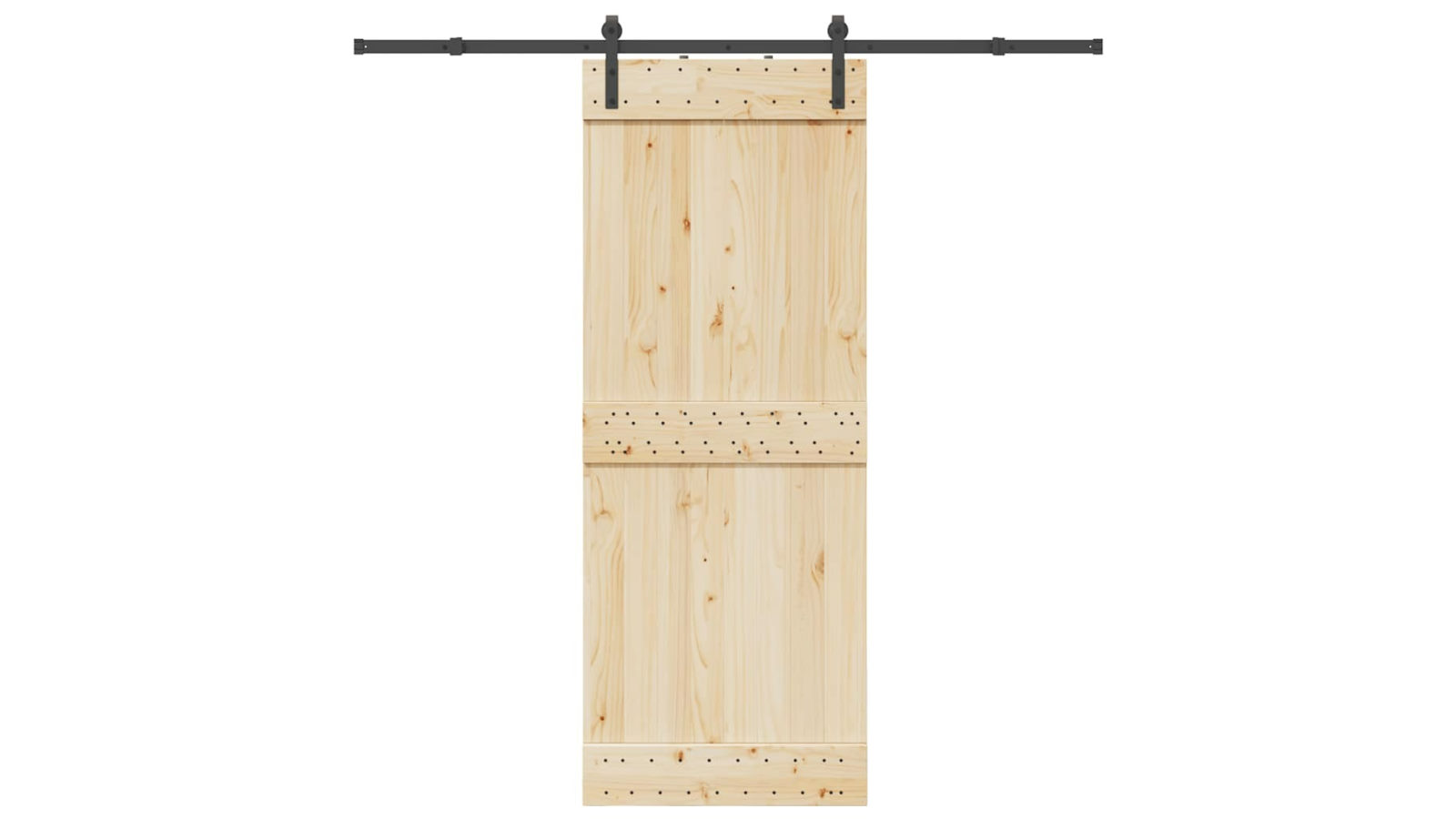 vidaXL 213.5cm Powder Coated Steel Black Sliding Door Hardware Kit 