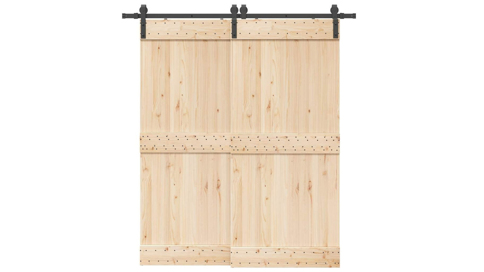 vidaXL 200cm Steel Black Sliding Door Hardware Kit
