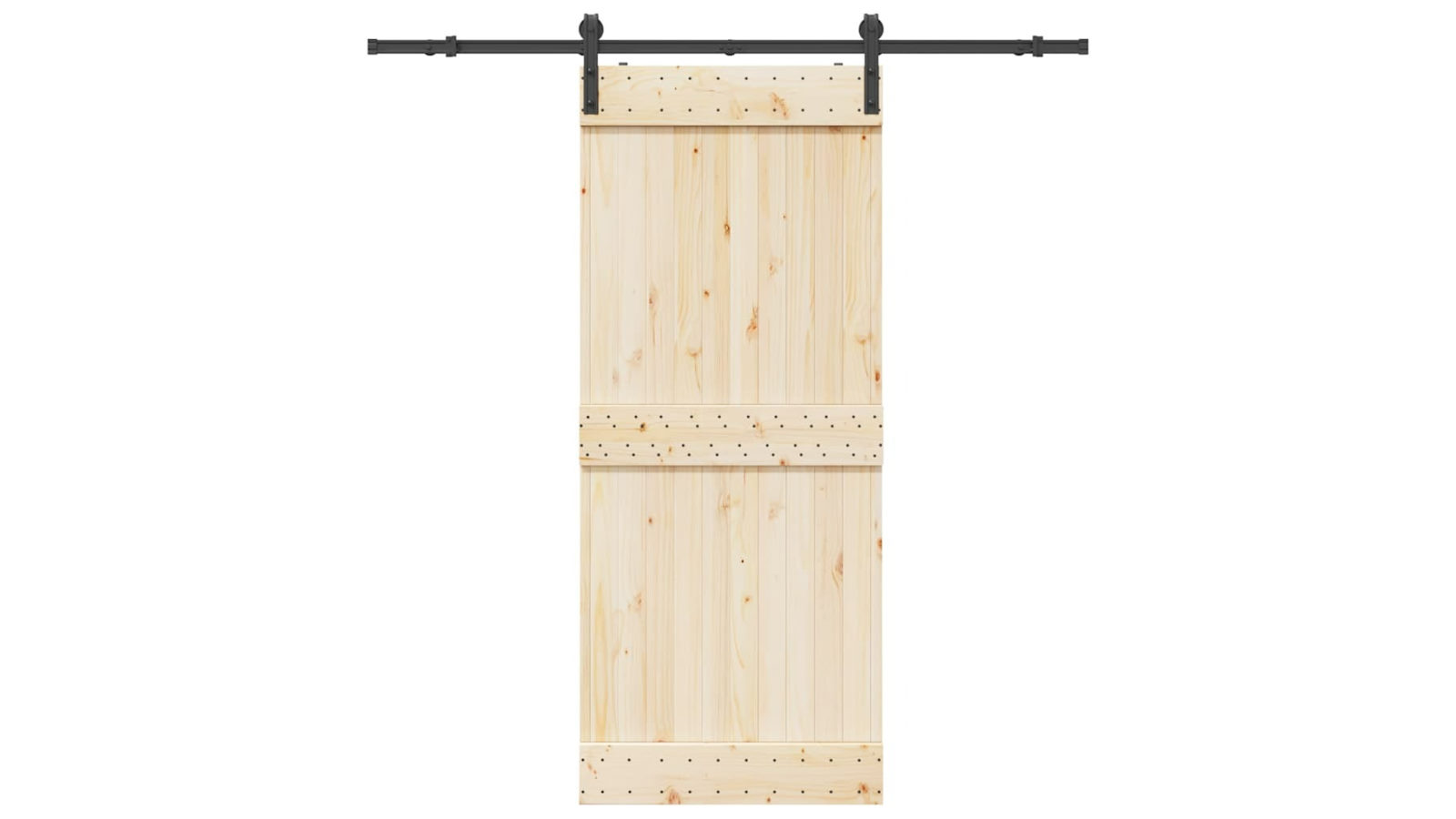 vidaXL 183cm Steel Black Sliding Door Hardware Kit with 2 Rollers