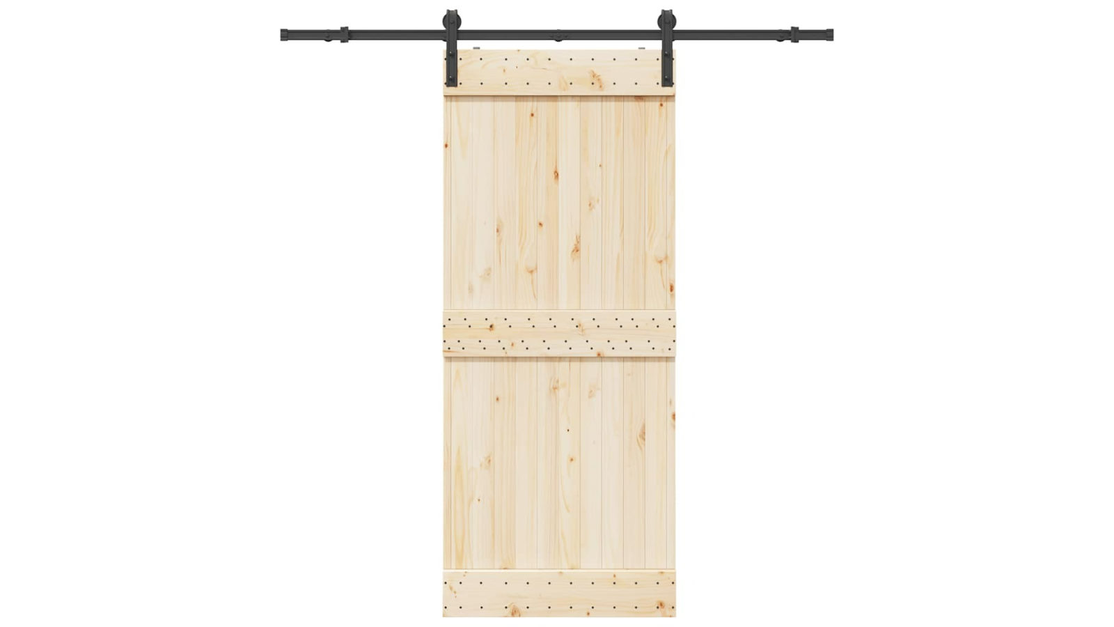 vidaXL 200cm Steel Black Sliding Door Hardware Kit with 2 Rollers