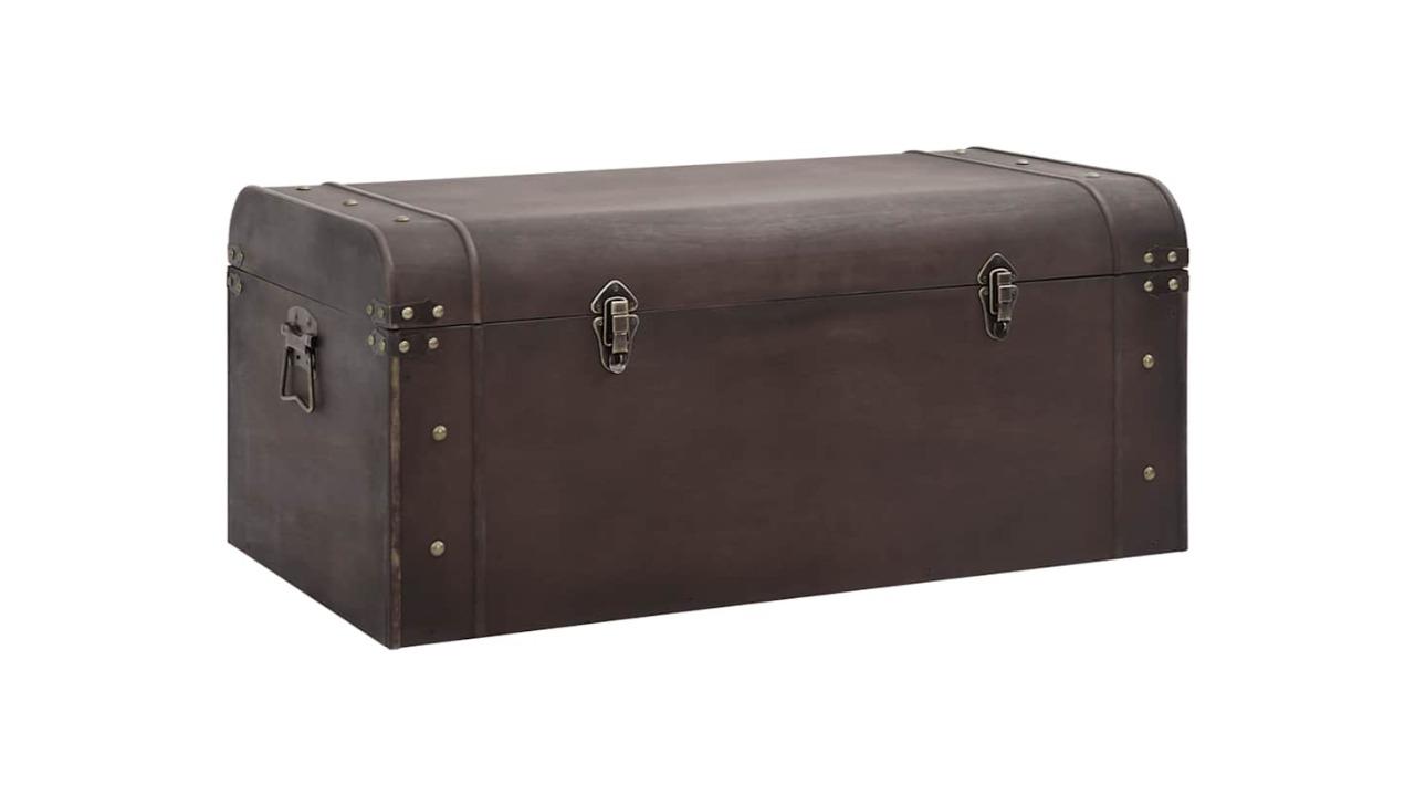 vidaXL Dark Brown Plywood Treasure Chest with Latches - 90 x 50 x 39.5cm