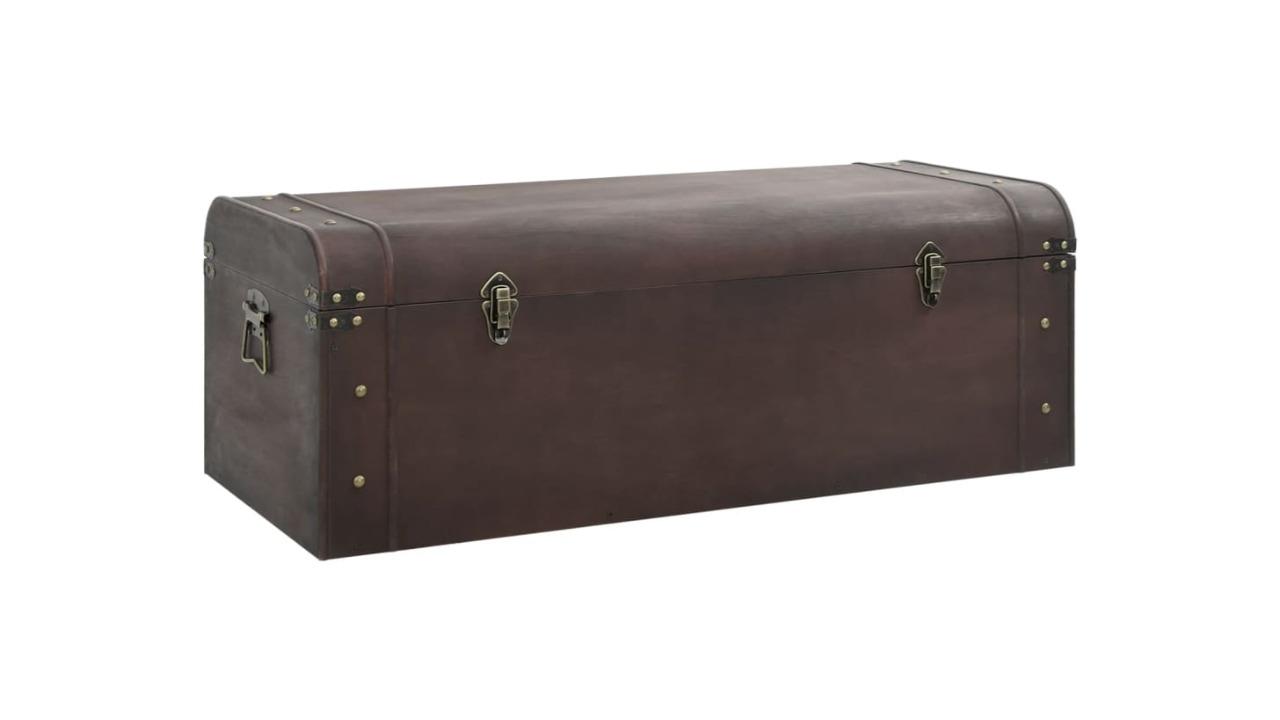 vidaXL Dark Brown Plywood Treasure Chest with Latches