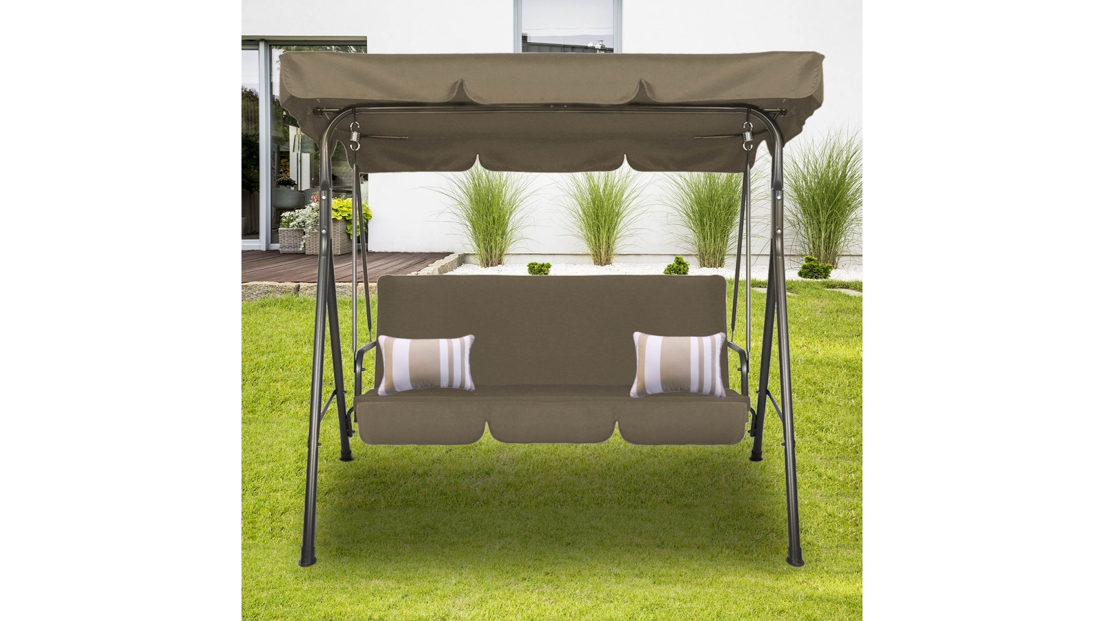Milano Decor Steel Outdoor Swing Chair Coffee Harvey Norman